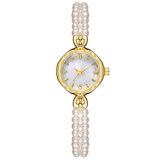 Vintage Elegance Beaded Pearl Timepiece