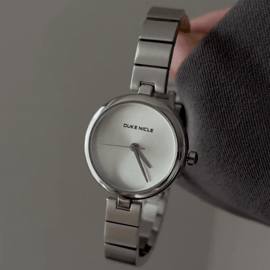 Silver Women’s Watch – Round Dial Quartz Watch with Dainty Watch Bracelet | Luna
