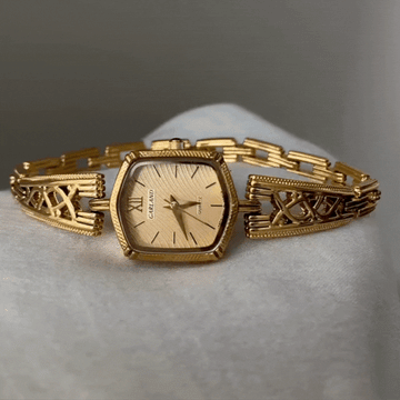 Golden Époque – Petite montre femme d'inspiration vintage avec bracelet sculpté