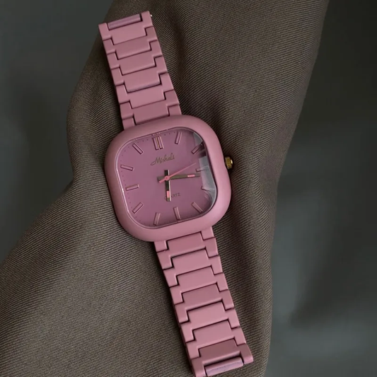 Orologio Sakura Bliss: orologio per quarzo quadrato quadrato rosa
