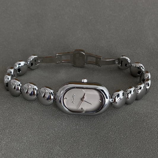 Ovale wijzerplaat kralen armband kwarts kijken voor vrouwen - elegant en modern