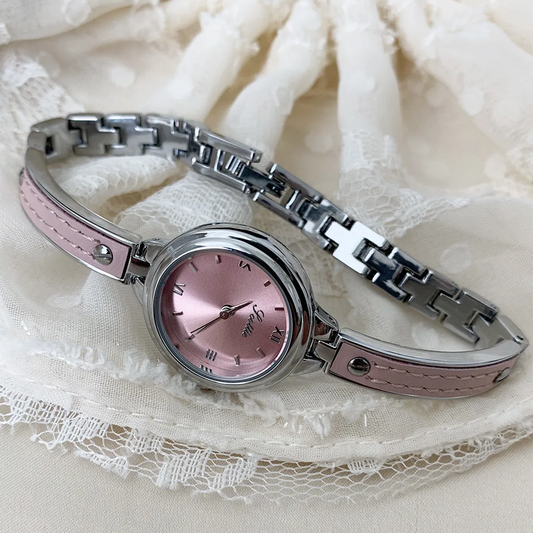 Roselle - A nők korall karkötő órája vékony kerek arccal