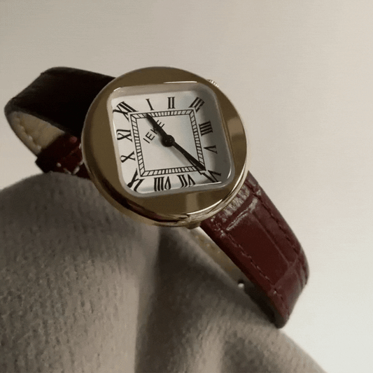 Montre rétro chic : montre à quartz en cuir à cadran romain