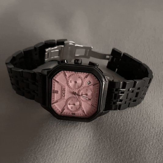 Sweet Rebel Timespiece: Black and Pink Square Dial Watch