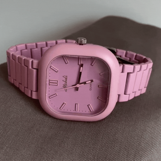 Montre Sakura Bliss : montre à quartz à cadran carré rose