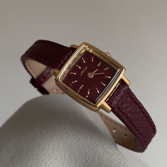 Square Elegance Timespiece: Leather Quartz Watch