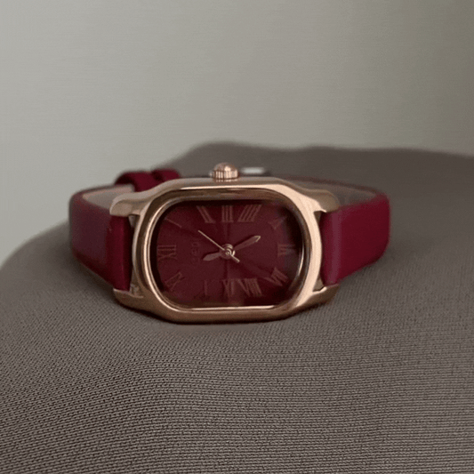 Burgundy Grace sat: Zlatna i crvena koĆŸna sat