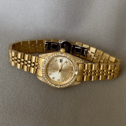 Gold Women’s Round Diamond-Set Watch