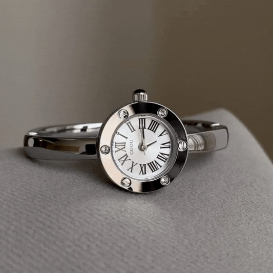 Silver Women’s Round Roman Dial Watch