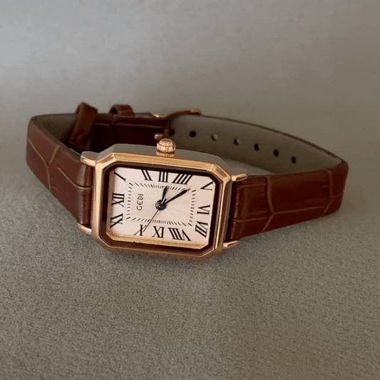 Bamboo-Ridge Roman Vintage Leather Timepiece: Classic Brown Watch
