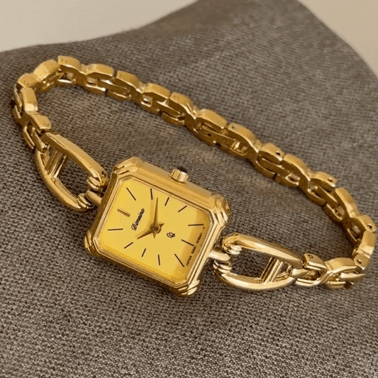 Elegant Luxury – Women’s Gold Bracelet Rectangular Dial Quartz Watch