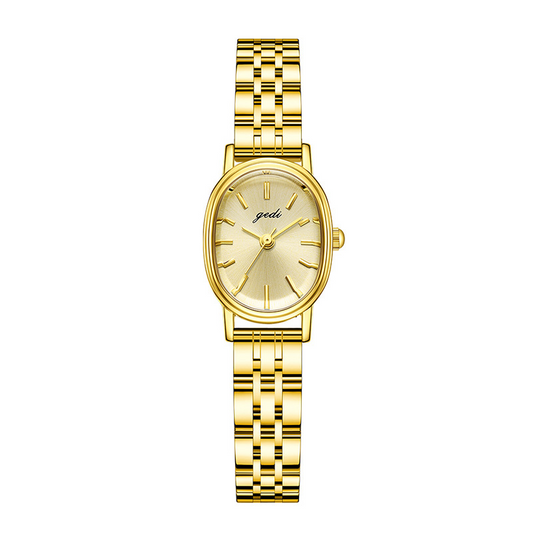 Gold Bangle Watch Women – Oval Mini Dial Quartz Bracelet Timepiece | Golden Petal