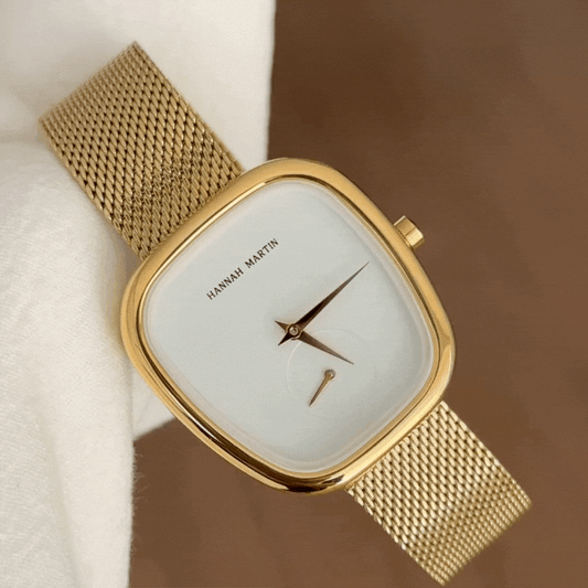 Lume Heritage - Gold-Tone Alloy Watch with White Dial & Vintage Design