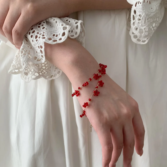 Handmade Red Crystal Necklace & Bracelet – “Crystal Berry” Two-Way Jewelry, Elegant Beaded Chain for Women