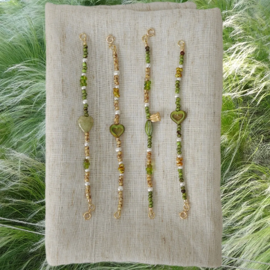 Handmade Green Imported Glass Bead Bracelet|Emerald Glow