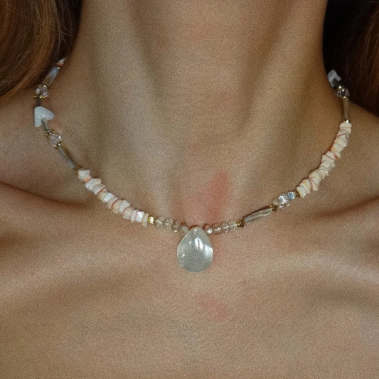 Handmade Coastal Shell Necklace with Oceanic Charm|Daughter of the Sea