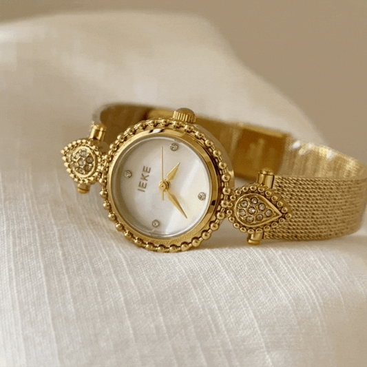Zlatne žene Dainty Watch - Quartz Watch s majkom bisernog biranja, vintage palača u stilu | Julija
