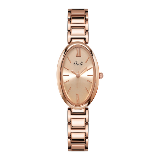 Blush Oval Timepiece: Rose Gold Steel Watch