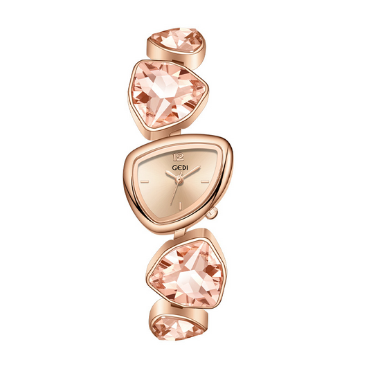 Unik rosa gullvalgkvarts Klokke: Uregelmessig Design Timepiece