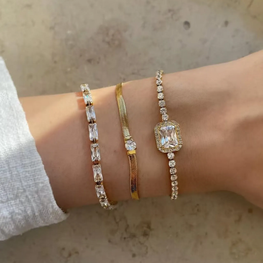 Gold Women’s Bracelet – 18K Gold-Plated Chain with 3A-Cut Moissanite Stones | Lumi