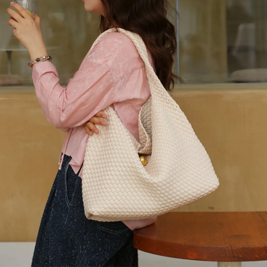 Old Money Handwoven Leather Hobo Bag – Ivory White | Timeless OL Chic