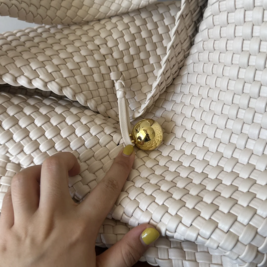 Old Money Handwoven Leather Hobo Bag – Ivory White | Timeless OL Chic