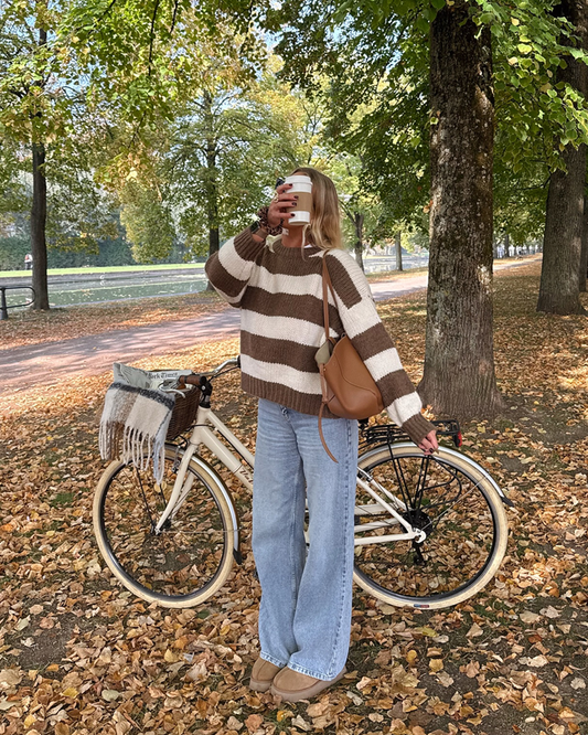 Brown Stripe Relaxed Knit Sweater