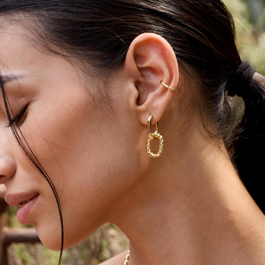 18K Gold Plated Knot Hoop Earrings in 925 Sterling Silver