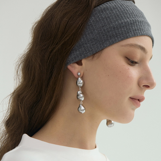 French Baroque Grey Pearl Earrings