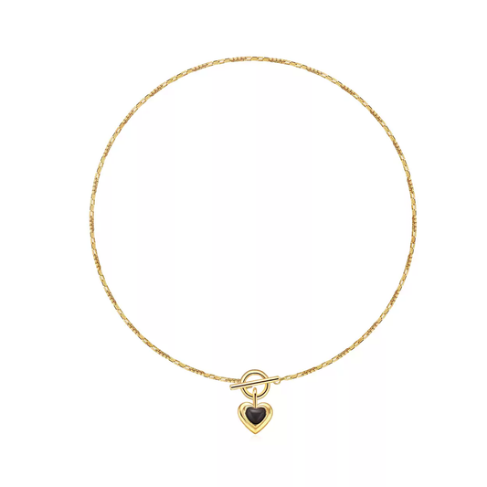 Vintage Black Onyx Heart Necklace