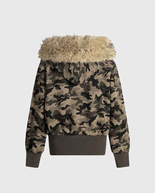 Camouflage Embroidered Patch Hoodie Jackets