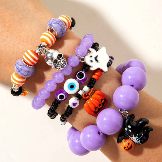 Halloween Jewelry 5-Pack: Skull Bracelets - Perfect for Party Favors