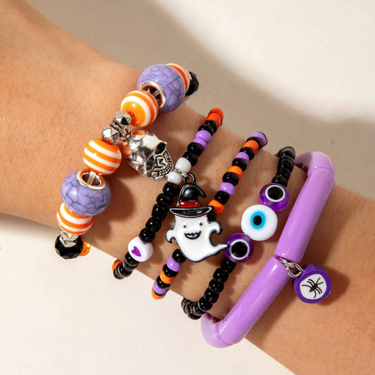 Halloween Jewelry 5-Pack: Skull Bracelets - Perfect for Party Favors