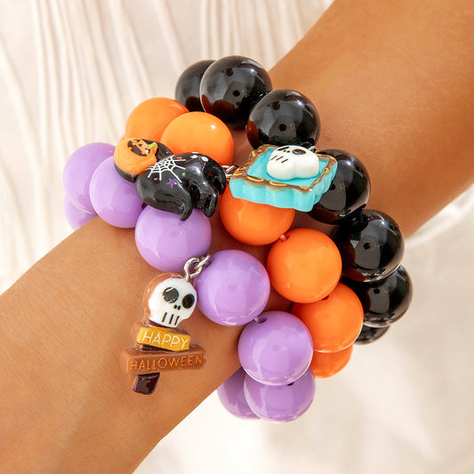 Halloween Jewelry 5-Pack: Skull Bracelets - Perfect for Party Favors