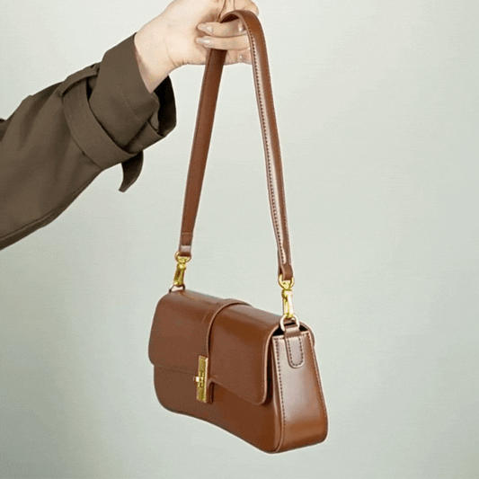 Premium Leather Baguette Bag – Elegant Underarm & Crossbody Purse