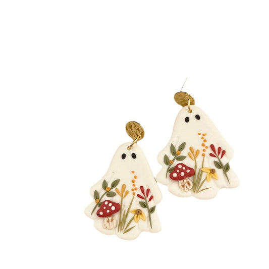 Halloween Ghost Earrings for Women- Cute Cartoon Printed Acrylic Pendant
