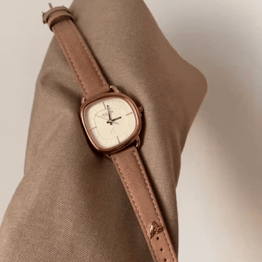 Montre à quartz marron discret : montre en cuir vintage