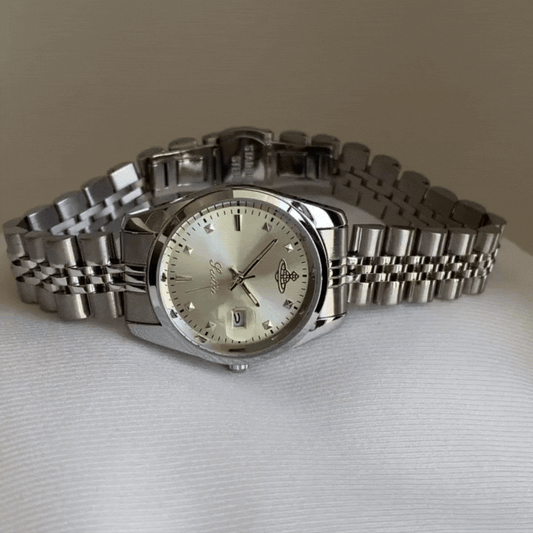 Montre Mint Glow : Montre à bracelet argenté et cadran vert melon