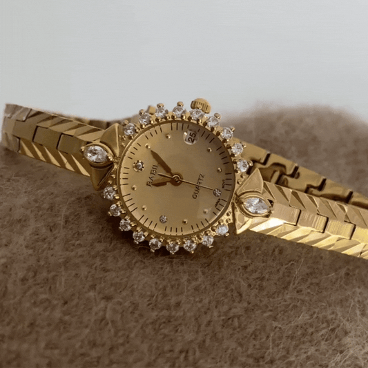 Regal Glow Time: Gold Laan Diamond Dial Watch