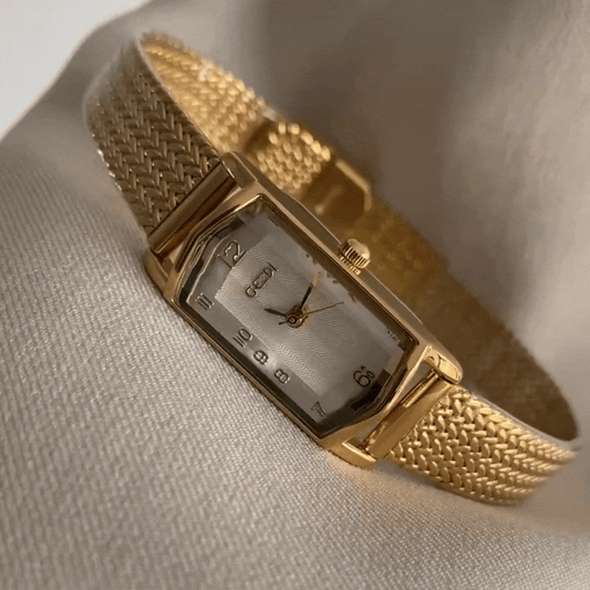 Zlatni snop sitni: White Dial Gold Watch