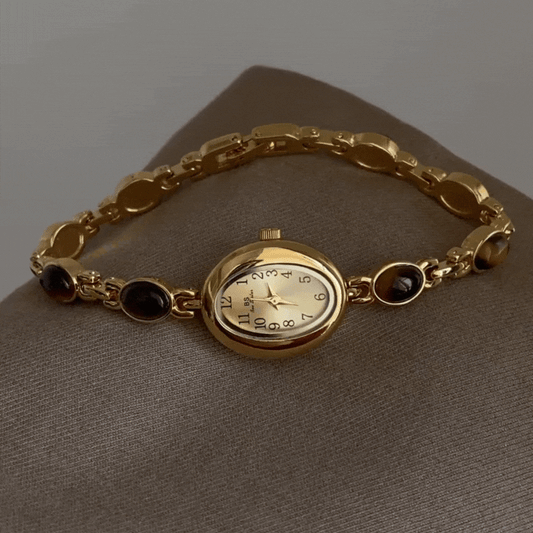 Tiger Eye Luxe Timepiece: Vintage High-end Quartz Watch