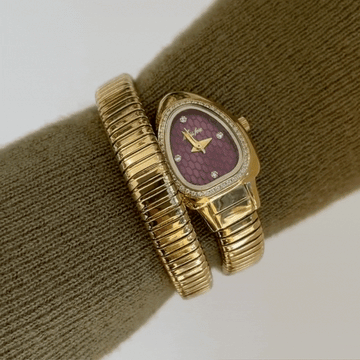 Serpenti Flame - Red Snakehead Watch with Gold Wrap armbånd