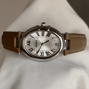 Slate Muse - Ovalni brojčanik sa sivom kožnom trakom