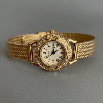 Aurora Etch - Kvinners gull preget armbåndklokke