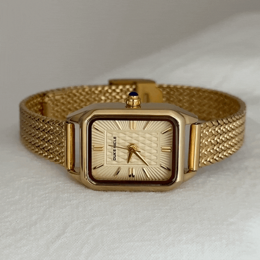 Golden Square - Classic Gold Dial & Bracelet Ladies Quartz Watch