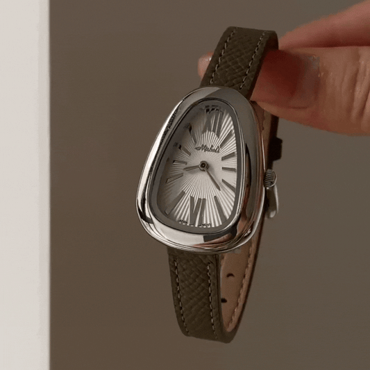 Serpenti Elegance Timepiece: Gray Leather and Silver Dial Watch