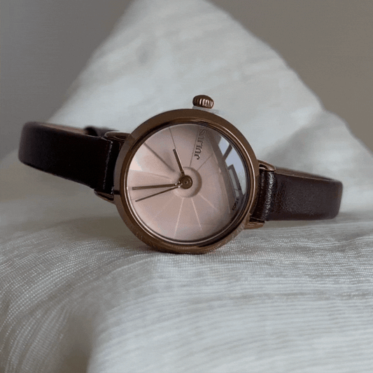 Montre Cocoa Serenity : Montre en cuir marron avec cadran beige