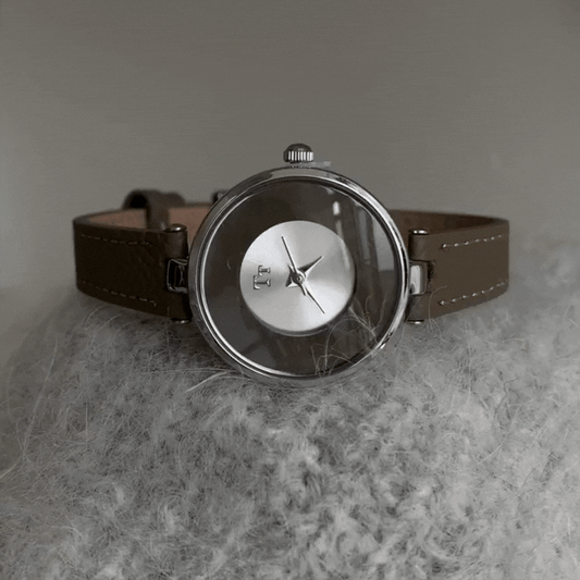 Montre à quartz minimaliste Elephant Grey avec cadran argenté