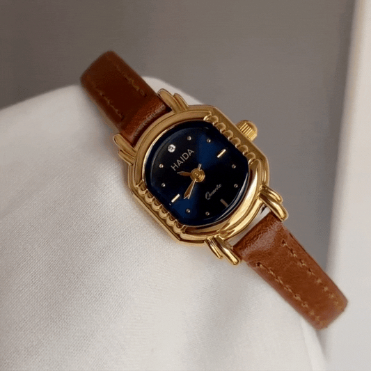 Gemstone Bloom Timepiece: Brown and Blue Quartz Watch