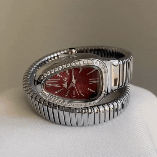 Sophisticated Wraparound: Angora Red Serpenti Quartz Bracelet Watch
